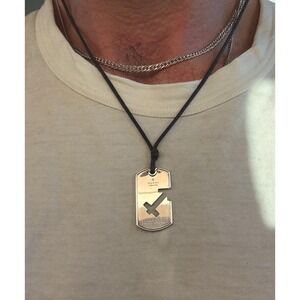 Gucci Sagittarius Zodiac Dog Tag Necklace Sterling Silver 925 Italy Pendant